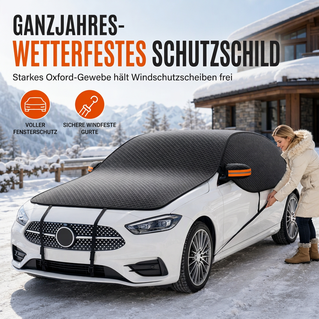 ❄️ Universelle Schneedecke für die Frontscheibe – verdicktes Oxford-Gewebe, Frostschutz & Eisfrei-Start für Auto, SUV & Van