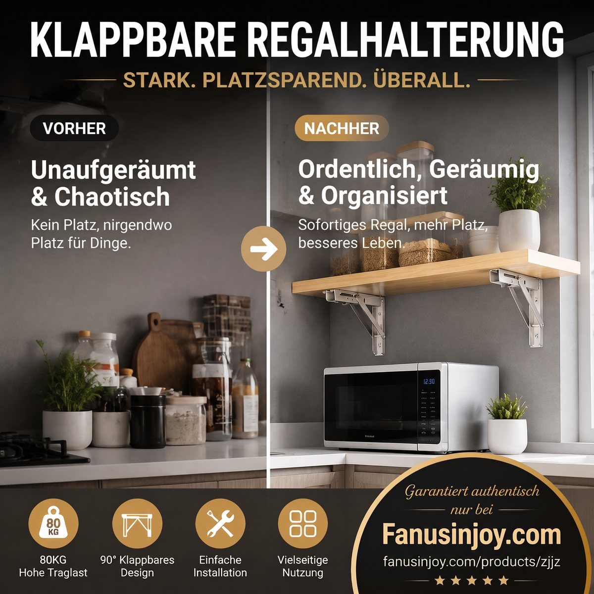 🔥 NUR FÜR KURZE ZEIT: 50% RABATT 🧱 Sekundenschnell aufklappbare Mehrzweck-Konsole – Für mehr Ordnung in Küche oder Arbeitszimmer im Handumdrehen📚