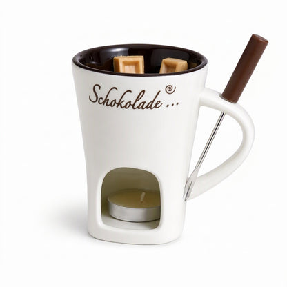 Keramik Schokoladen- und Käsefondue Schmelzbecher mit Gabel