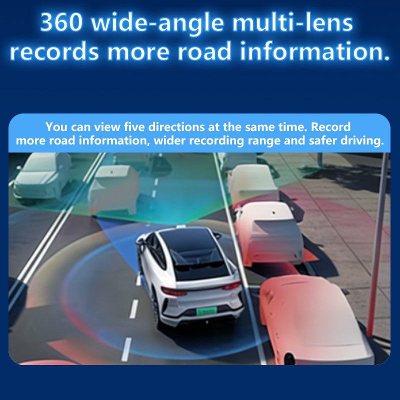 🛡️ 50% RABATT! 📹 5-Kanal-Dashcam mit 360°-Panorama – 5 Kameras für Front, Heck, Links, Rechts & Innenraum