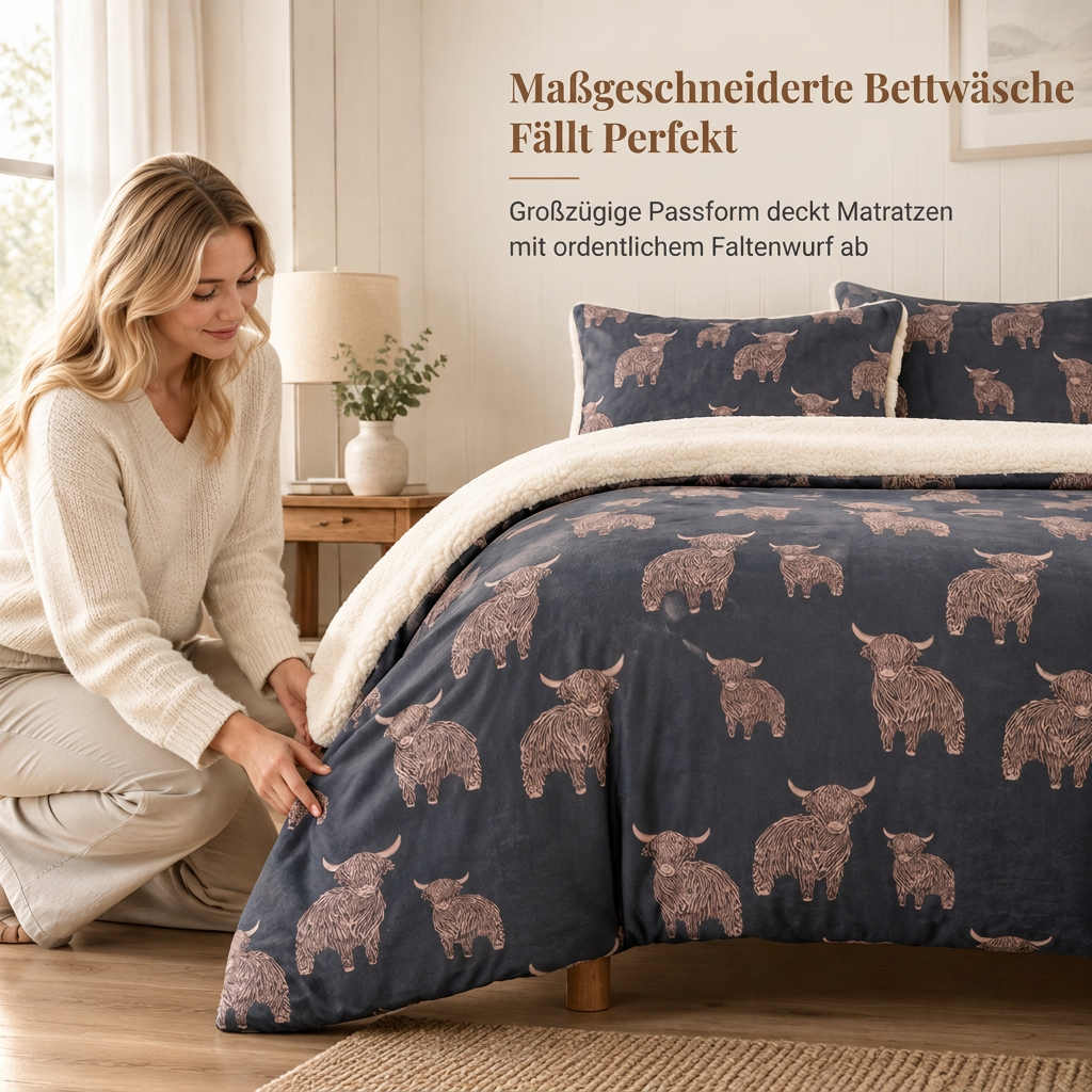 🐄 50% Rabatt ❄️ Kuscheliges Kuhmuster-Bettwäsche-Set – 3 Teile aus weichem, warmem Stoff für dein Schlafzimmer