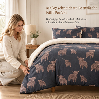 🐄 50% Rabatt ❄️ Kuscheliges Kuhmuster-Bettwäsche-Set – 3 Teile aus weichem, warmem Stoff für dein Schlafzimmer