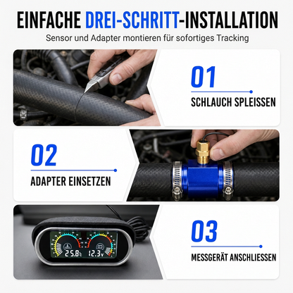 🌡️ 50% RABATT! 📟 12V/24V LCD-Anzeige – Wassertemperatur & Spannung mit T-Stück ✨