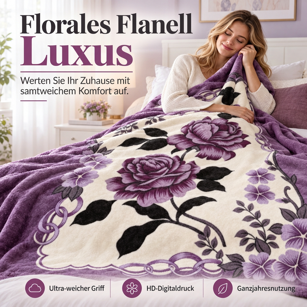 Weiche Decke mit Rosenprint für Bett und Sofa
