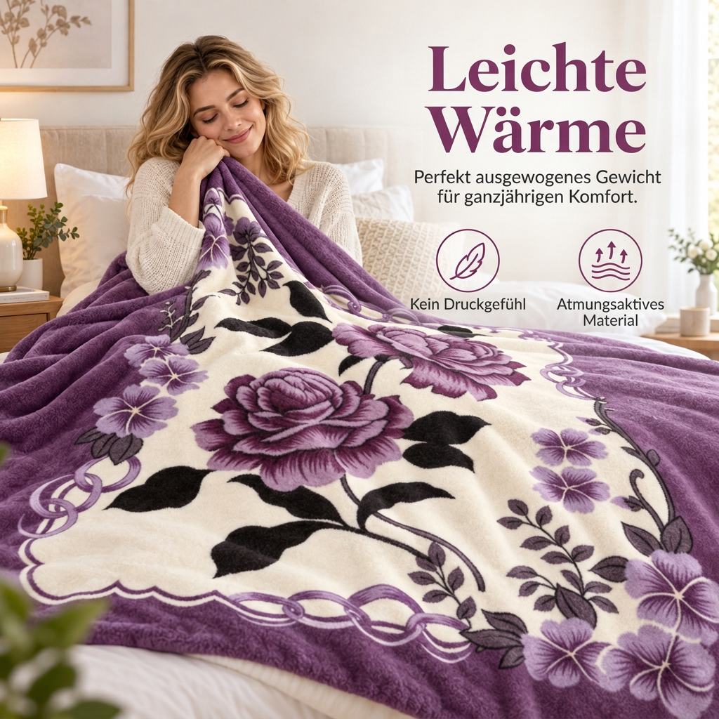 Weiche Decke mit Rosenprint für Bett und Sofa
