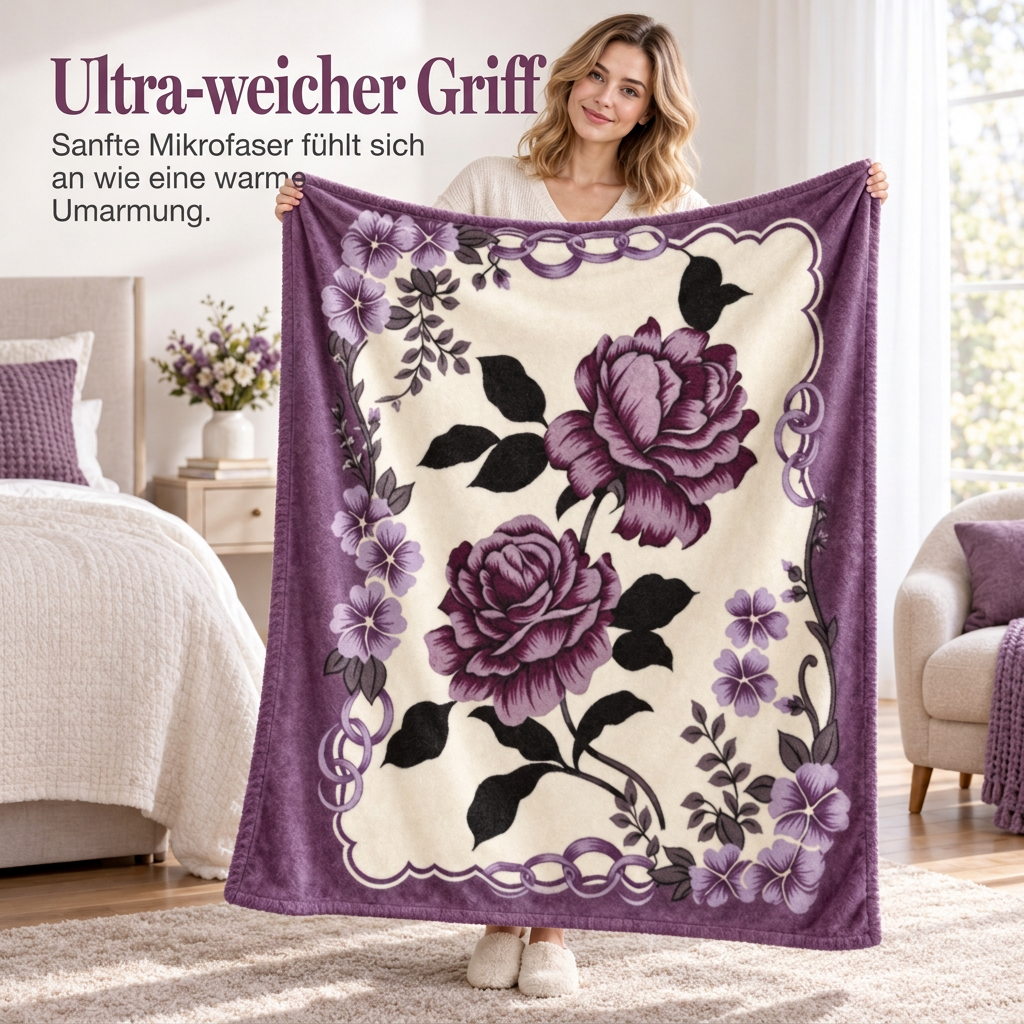 Weiche Decke mit Rosenprint für Bett und Sofa