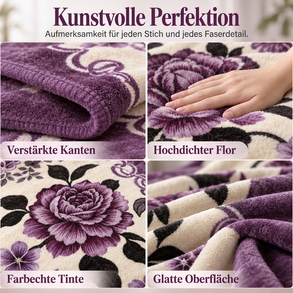 Weiche Decke mit Rosenprint für Bett und Sofa