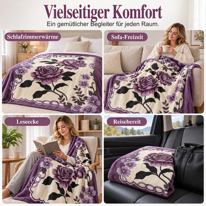 Weiche Decke mit Rosenprint für Bett und Sofa