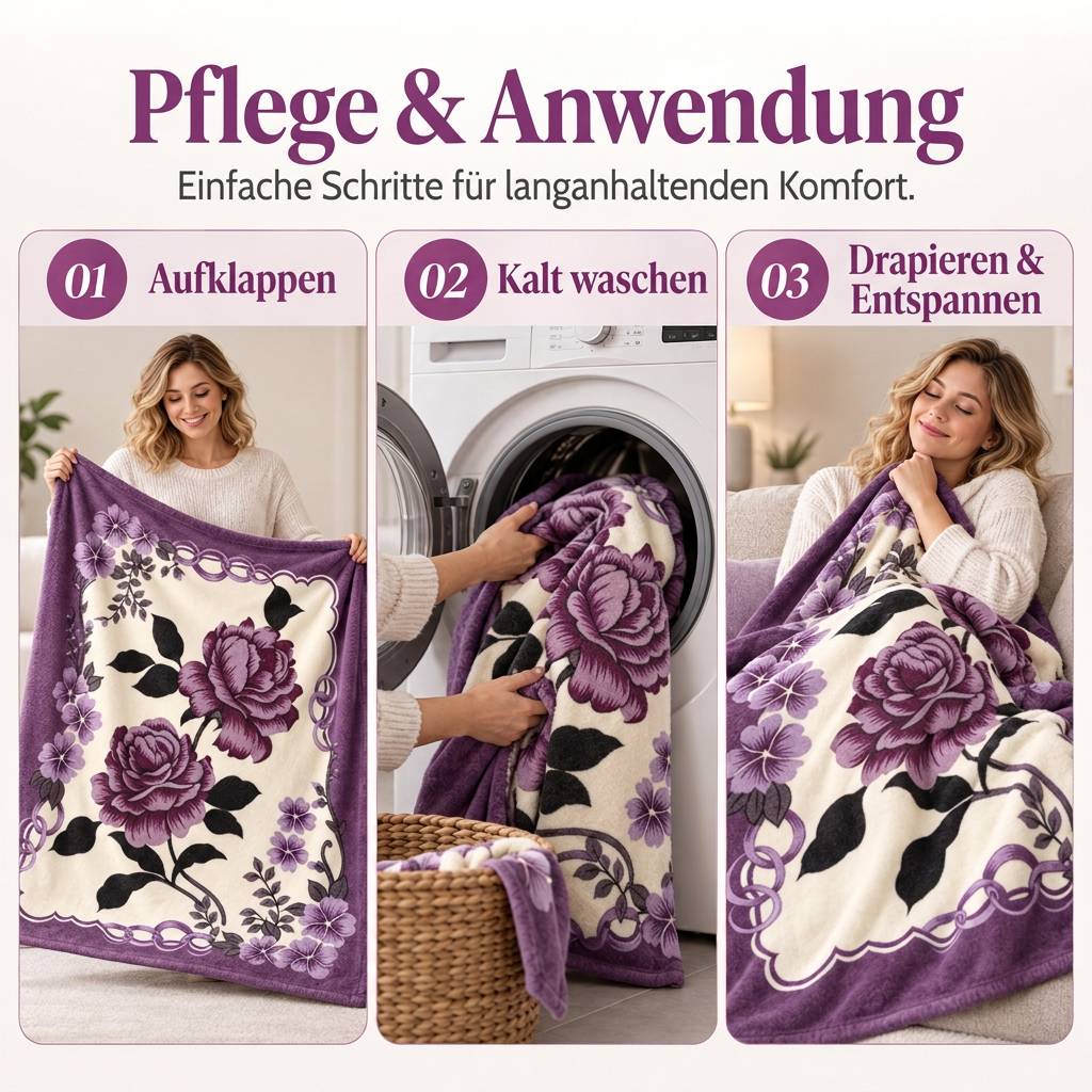 Weiche Decke mit Rosenprint für Bett und Sofa