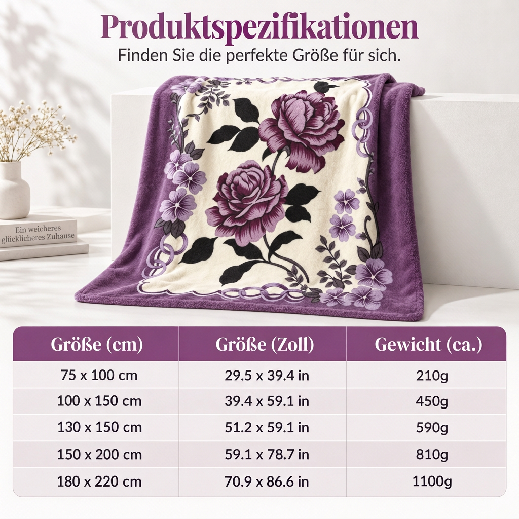 Weiche Decke mit Rosenprint für Bett und Sofa