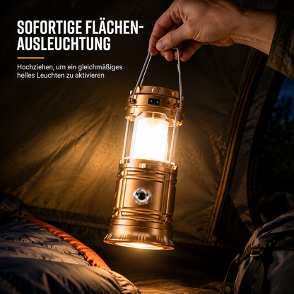 Tragbare solarbetriebene LED-Campinglampe für den Außenbereich und Notfälle
