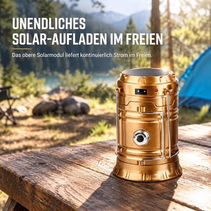 Tragbare solarbetriebene LED-Campinglampe für den Außenbereich und Notfälle