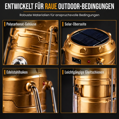Tragbare solarbetriebene LED-Campinglampe für den Außenbereich und Notfälle