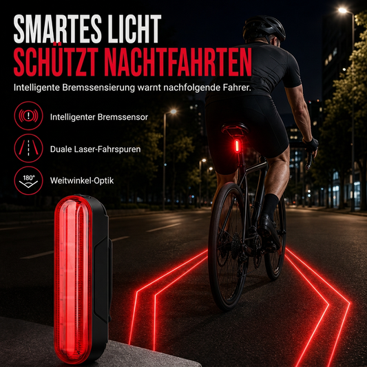 🚴 50% RABATT ⚡ Intelligentes Fahrradrücklicht, Bremserkennung mit Laserwarnung