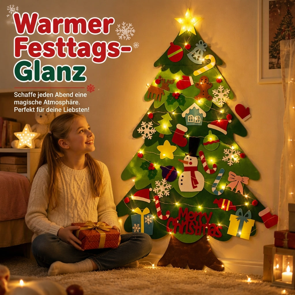 🎄DIY-Weihnachtsbaum aus Filz zum Aufhängen – mit abnehmbaren Ornamenten und Lichterkette zum gemeinsamen Dekorieren