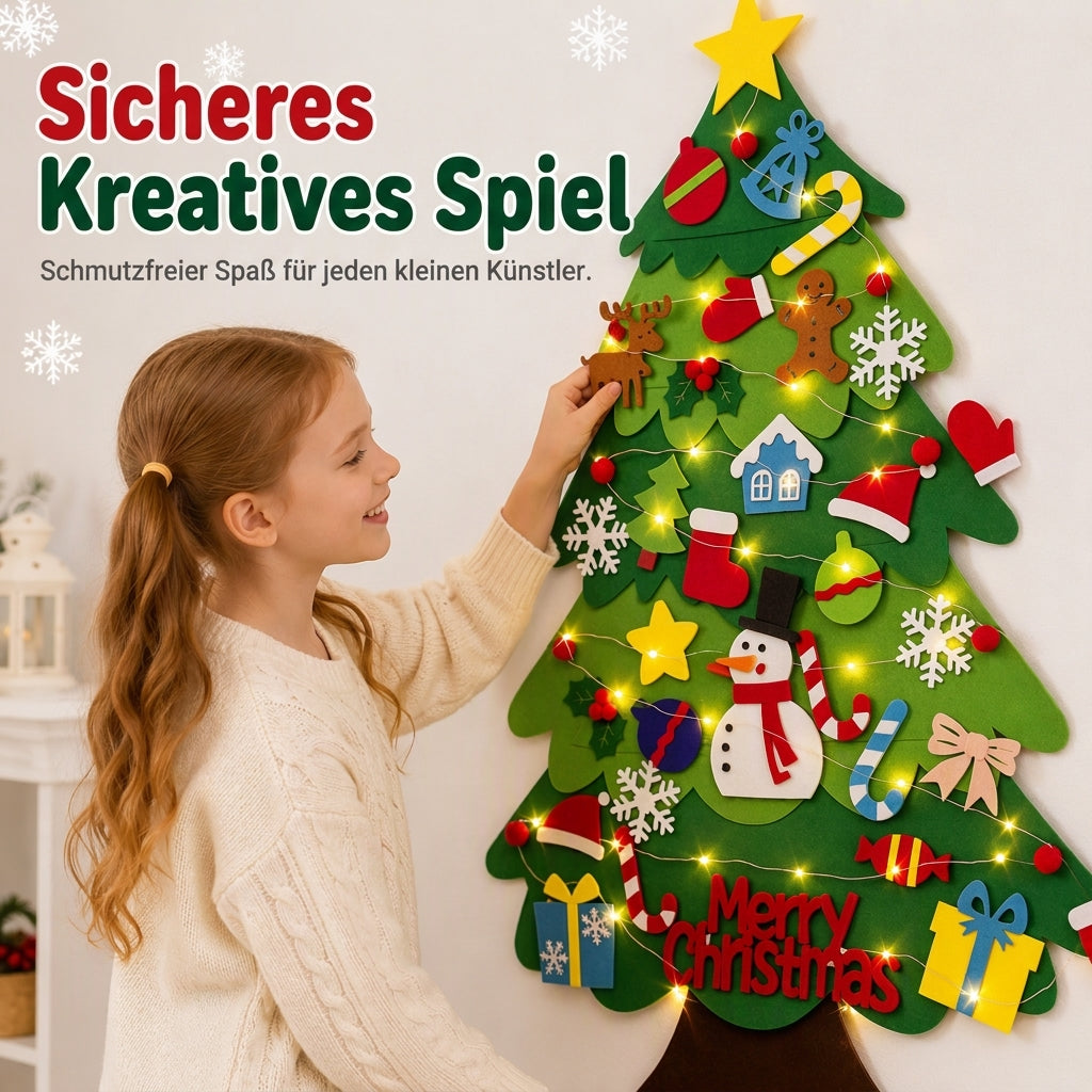 🎄DIY-Weihnachtsbaum aus Filz zum Aufhängen – mit abnehmbaren Ornamenten und Lichterkette zum gemeinsamen Dekorieren
