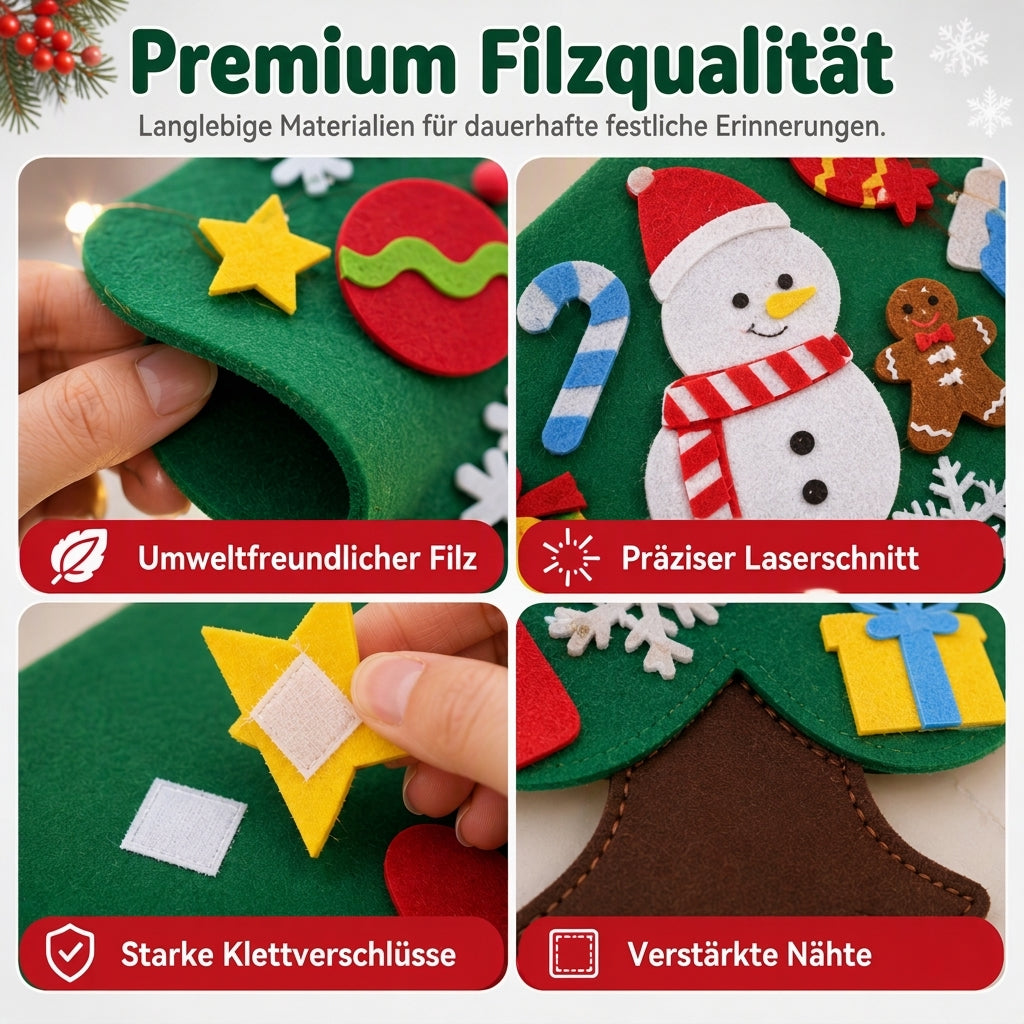 🎄DIY-Weihnachtsbaum aus Filz zum Aufhängen – mit abnehmbaren Ornamenten und Lichterkette zum gemeinsamen Dekorieren