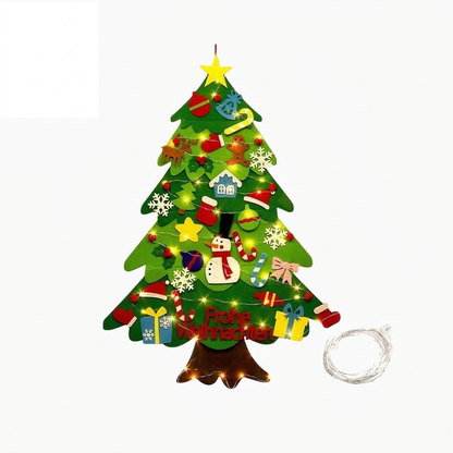 🎄DIY-Weihnachtsbaum aus Filz zum Aufhängen – mit abnehmbaren Ornamenten und Lichterkette zum gemeinsamen Dekorieren
