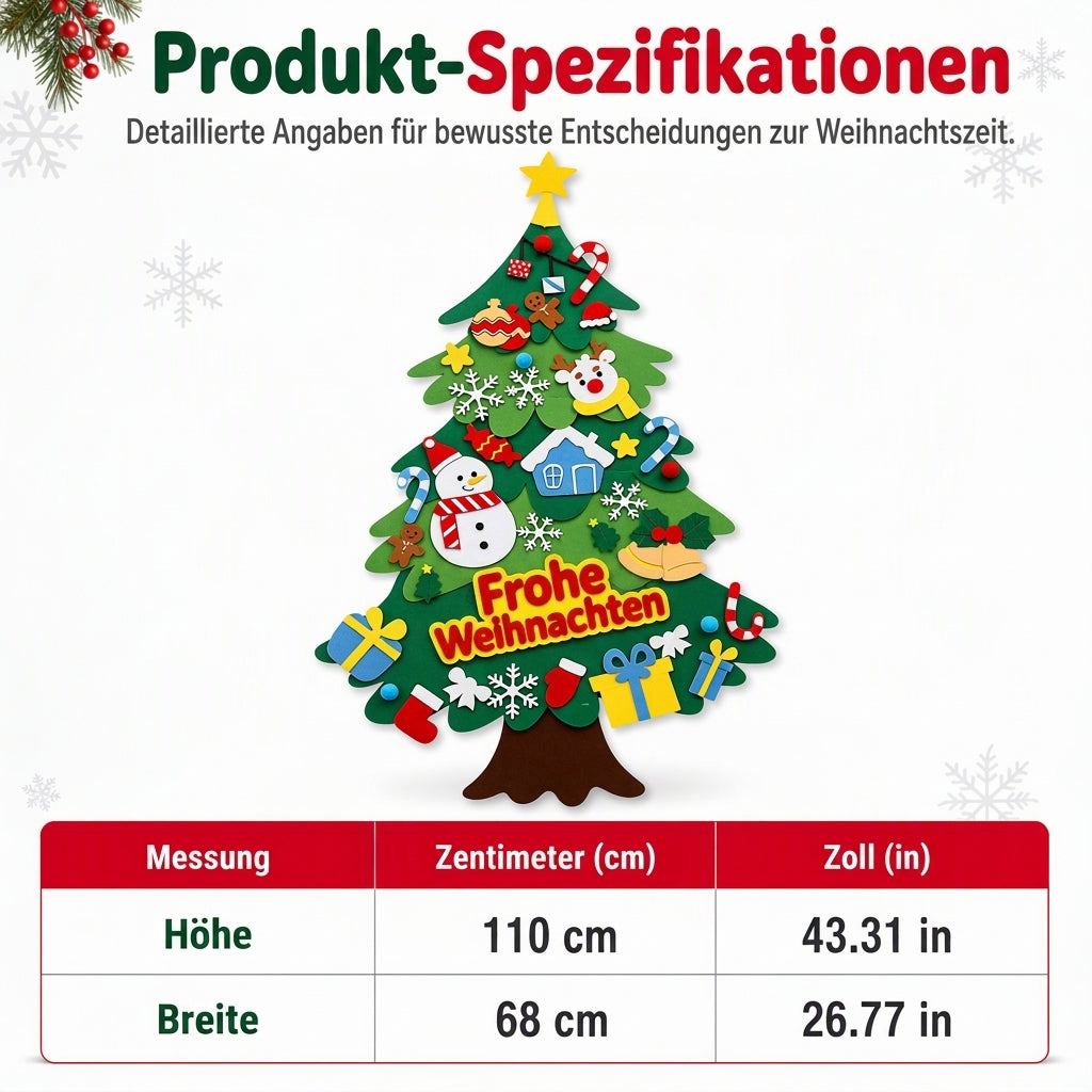 🎄DIY-Weihnachtsbaum aus Filz zum Aufhängen – mit abnehmbaren Ornamenten und Lichterkette zum gemeinsamen Dekorieren