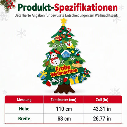 🎄DIY-Weihnachtsbaum aus Filz zum Aufhängen – mit abnehmbaren Ornamenten und Lichterkette zum gemeinsamen Dekorieren