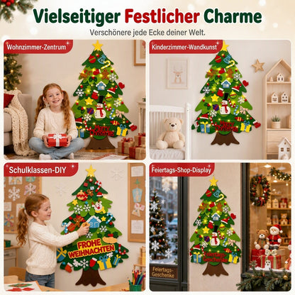 🎄DIY-Weihnachtsbaum aus Filz zum Aufhängen – mit abnehmbaren Ornamenten und Lichterkette zum gemeinsamen Dekorieren