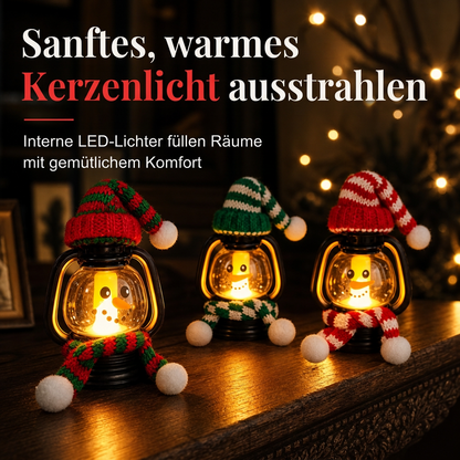 Mini-Weihnachts-Schneemann-Laterne,tragbares Nachtlicht mit Hut und Schal für