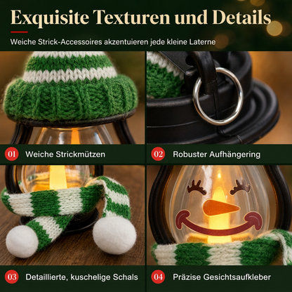 Mini-Weihnachts-Schneemann-Laterne,tragbares Nachtlicht mit Hut und Schal für
