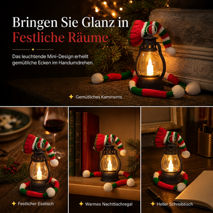 Mini-Weihnachts-Schneemann-Laterne,tragbares Nachtlicht mit Hut und Schal für