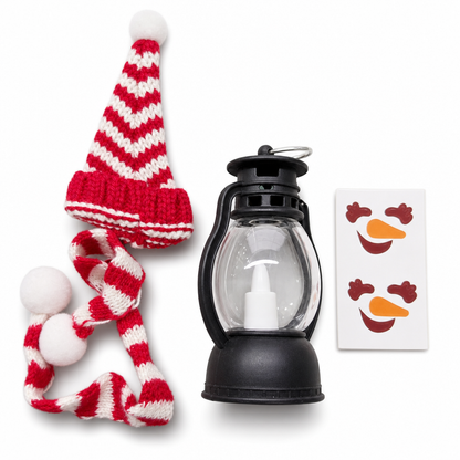 Mini-Weihnachts-Schneemann-Laterne,tragbares Nachtlicht mit Hut und Schal für