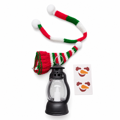 Mini-Weihnachts-Schneemann-Laterne,tragbares Nachtlicht mit Hut und Schal für