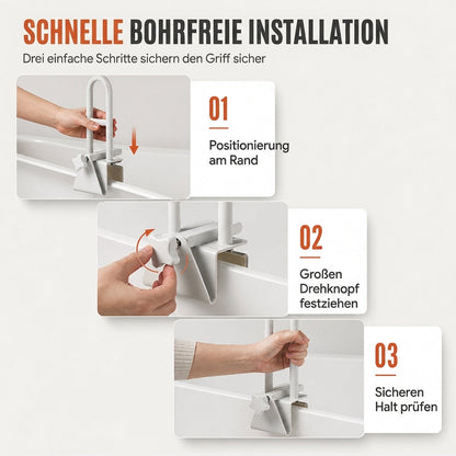 Bohrlochfreie, höhenverstellbare, rutschfeste Badewannen-Haltegriff