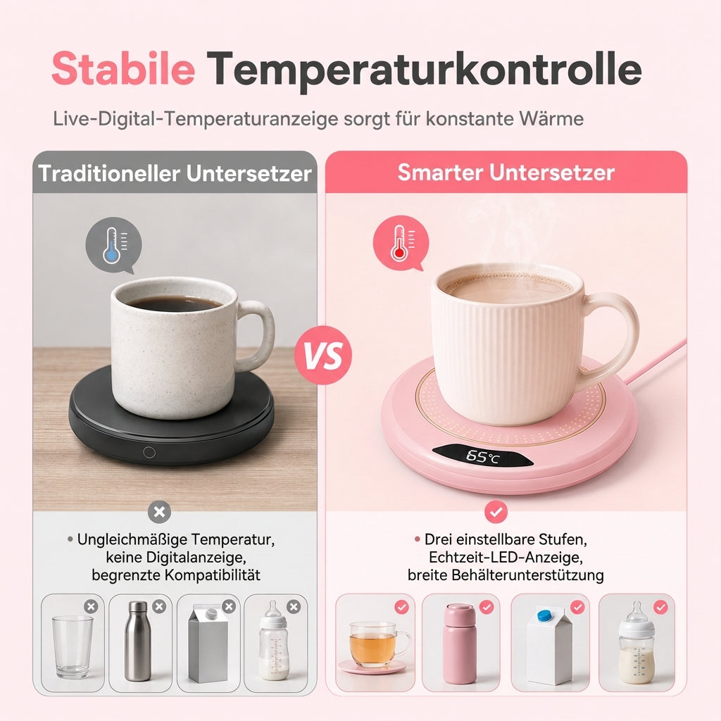Elektrischer beheizbarer Kaffeebecher mit 3 Temperatureinstellungen