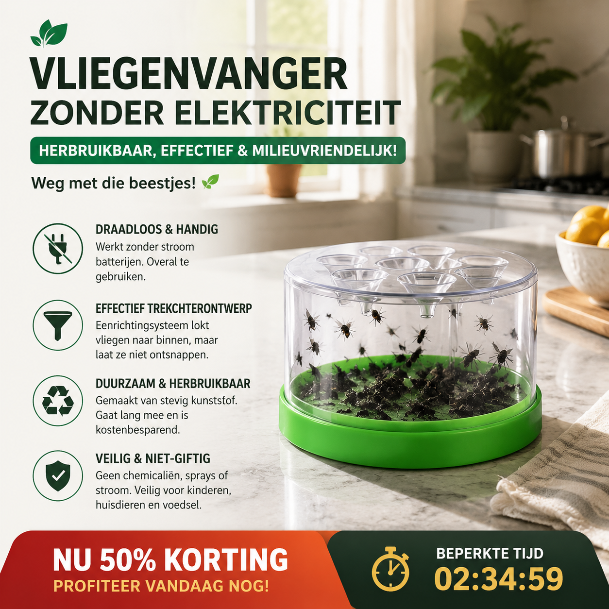 🔥 45 % sparen 🏡 Wiederverwendbare Fliegenfalle ohne Strom