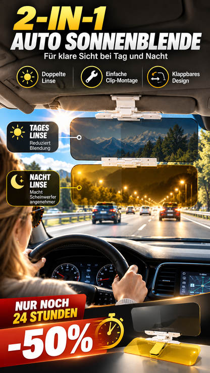 Sicherer Fahren bei Tag & Nacht 🌙 Universelle HD Blendschutz-Sonnenblende fürs Auto ✨-Gcom