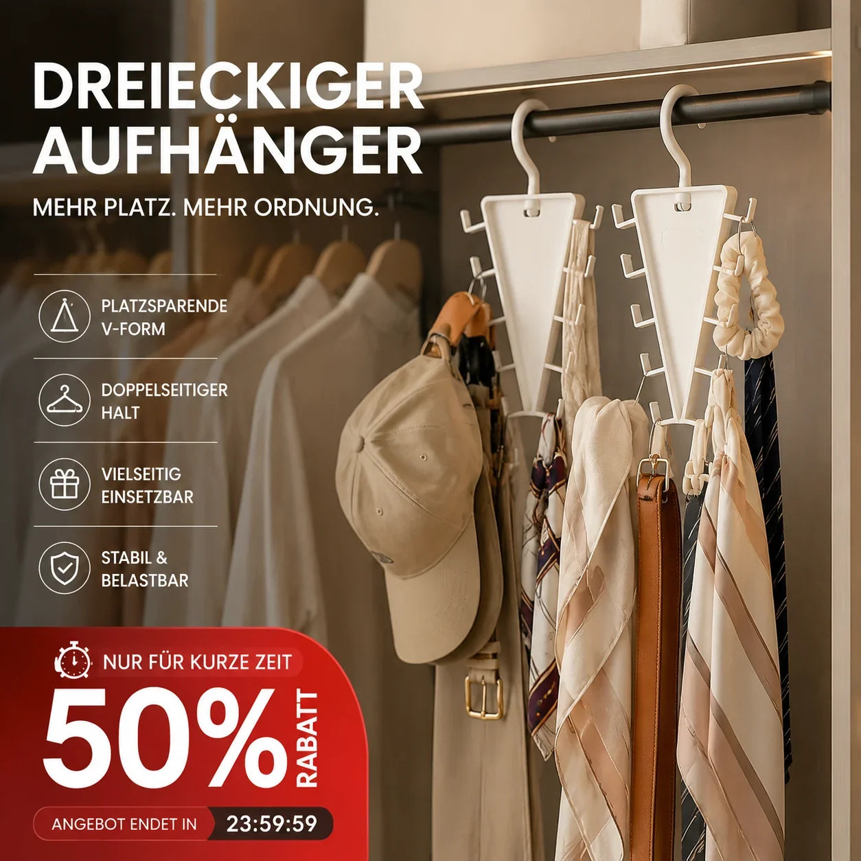 🪝Sonderangebot 50% RABATT!-50% RABATT! 👗Mehrfunktionaler dreieckiger Kleiderschrank-Organizer