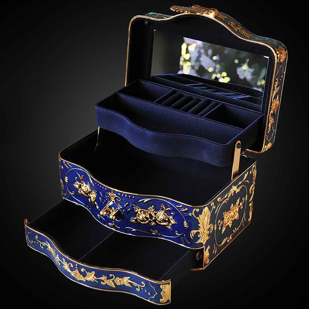 Handgefertigte Vintage Exquisite High-End-Schmuck Aufbewahrungsbox mit drei Lagen