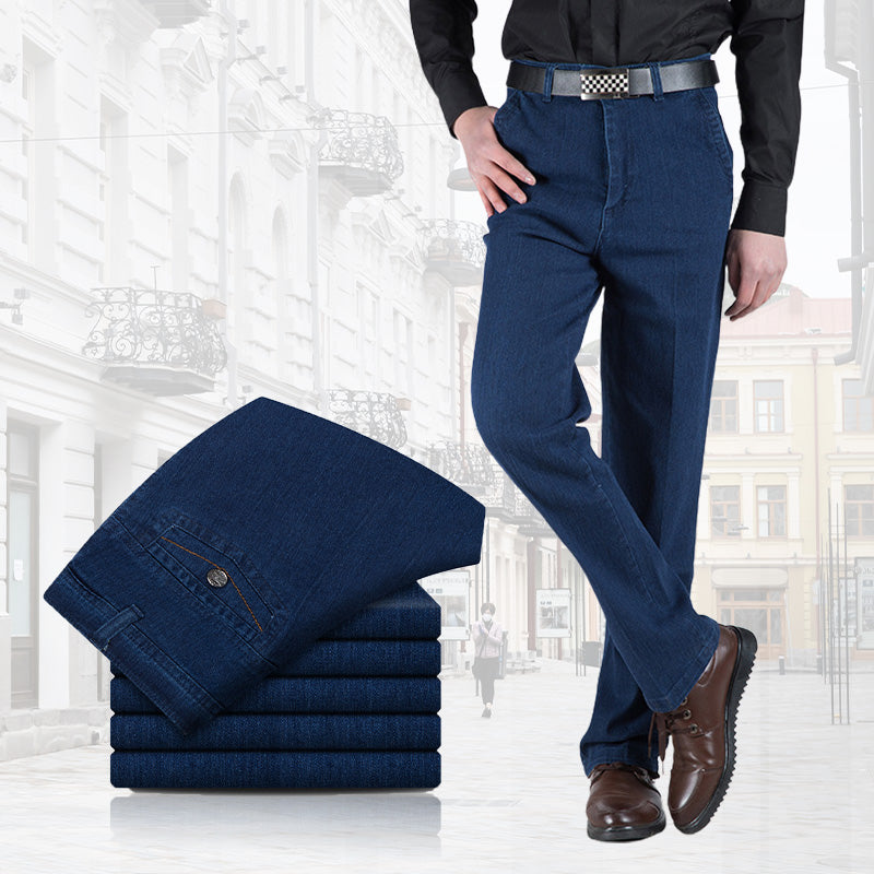 Herrenjeans mit hoher Taille und gerader Passform