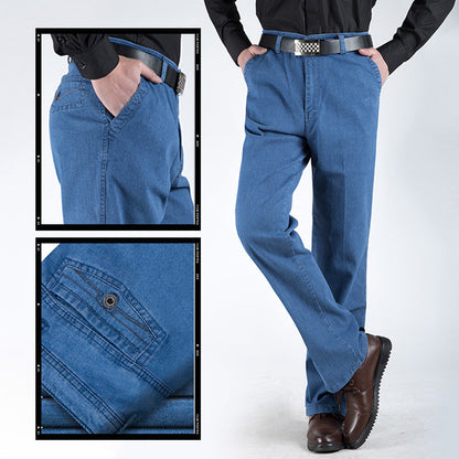 Herrenjeans mit hoher Taille und gerader Passform