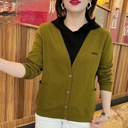 💝Two pieces free shipping🔥Women's Fake Two Piece Hooded Sweatshirt