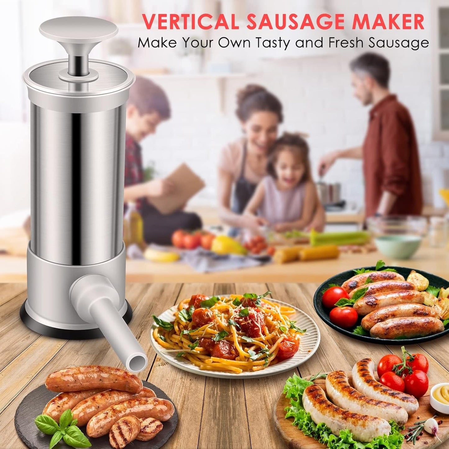 🔥Letzter Tag Promotion - 49% OFF💥Wurstfüller mit 4 verschiedenen Größen Füllrohre