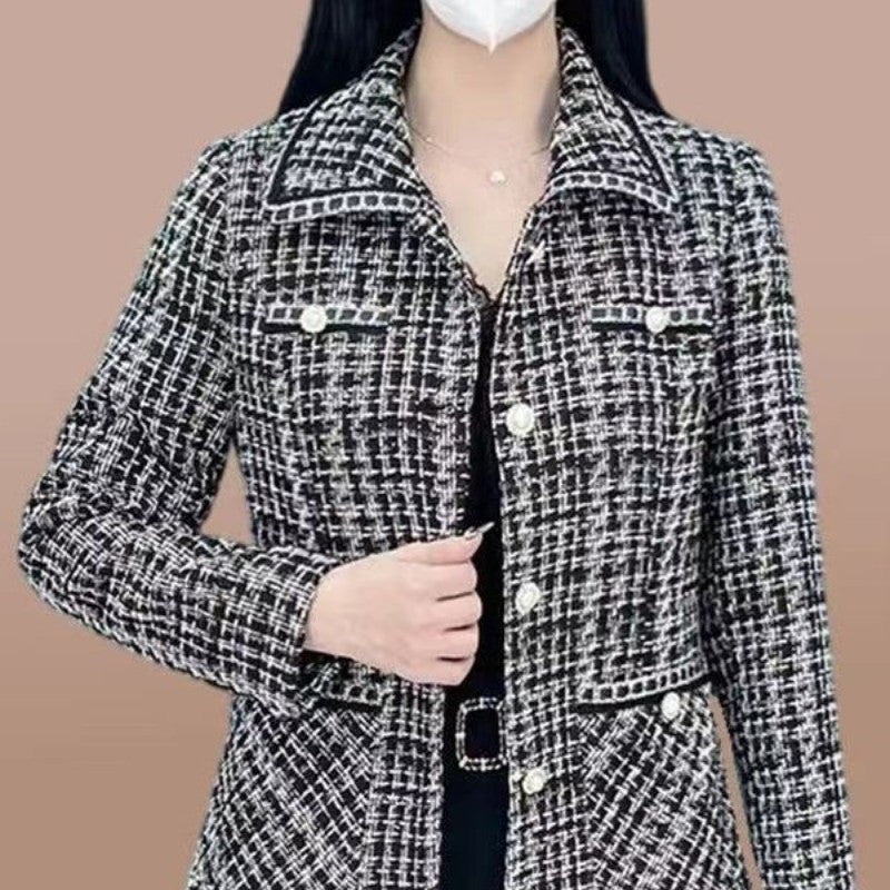 【Elegantes Geschenk für ihren】 Frauenhundstooth Print Blazer