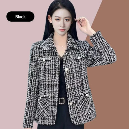 【Elegantes Geschenk für ihren】 Frauenhundstooth Print Blazer