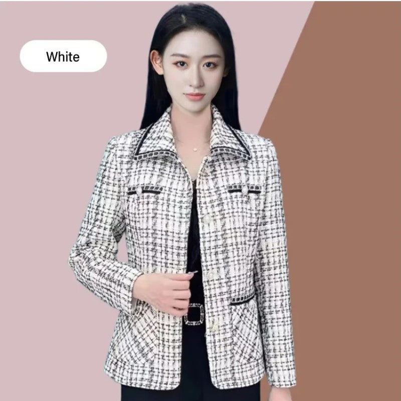 【Elegantes Geschenk für ihren】 Frauenhundstooth Print Blazer