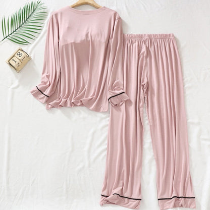 [Geschenk für Frauen] Gepolsterte 2-teilige langärmlige, gemütliche Loungewear aus Modal mit Hose für Frauen