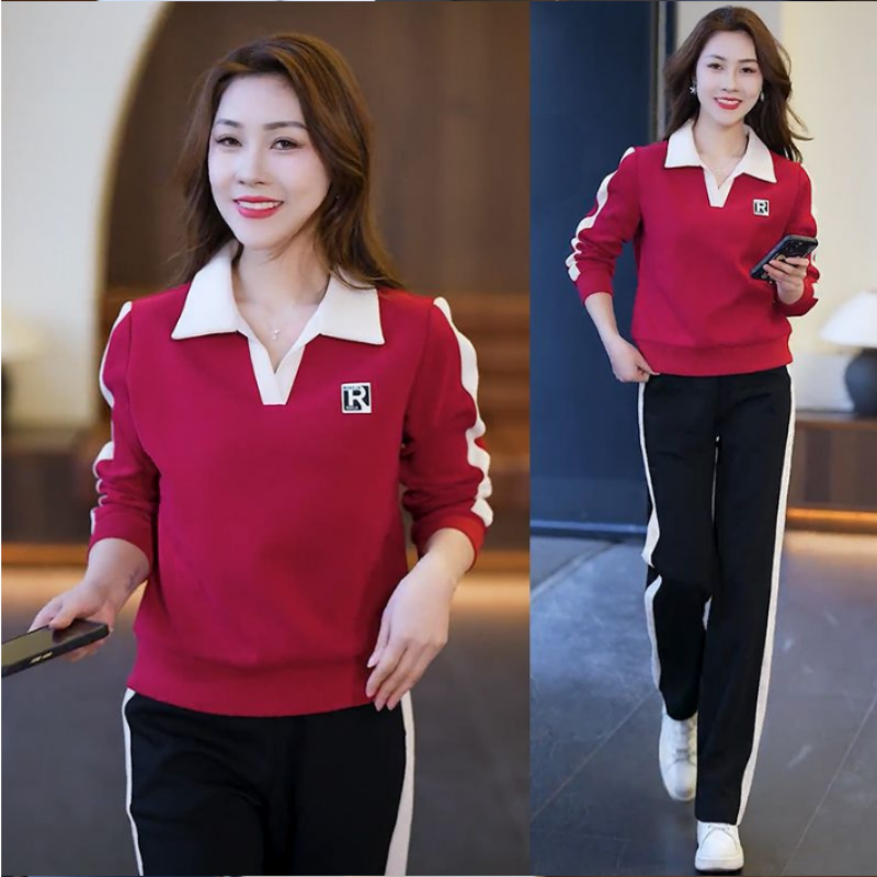 🎅🔥HOT SALE $ 33.99🎉🎄Women Fashion Casual Lapel Sports Sweatshirt Set （50% Rabatt）