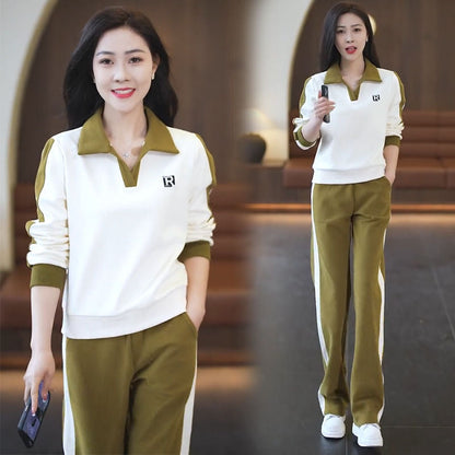 🎅🔥HOT SALE $ 33.99🎉🎄Women Fashion Casual Lapel Sports Sweatshirt Set （50% Rabatt）