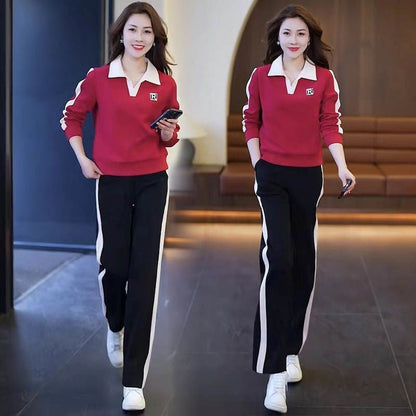 🎅🔥HOT SALE $ 33.99🎉🎄Women Fashion Casual Lapel Sports Sweatshirt Set （50% Rabatt）