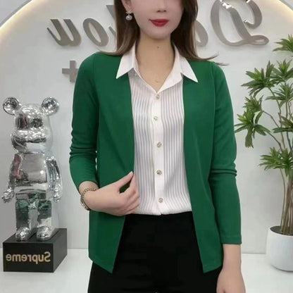 🎁[Perfektes Geschenk] Zweiteiliges Damen-Strickshirt aus Kunststrick – Eleganz und Komfort in einem