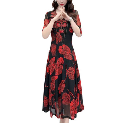 🔥Schlussverkauf 32.99🔥✨[Bestes Geschenk für Sie] Frauen V-Ausschnitt Floral Taille-schlankes langes Kleid（50%OFF)