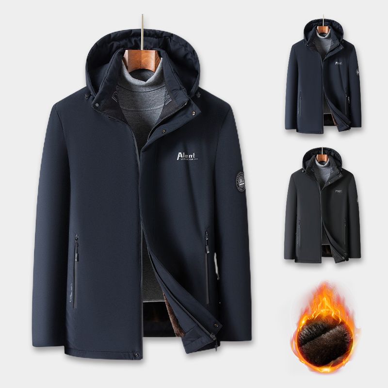 🎁Bestes Geschenk🎁 – Wattierte Thermo-Plüschparka für Herren mit abnehmbarer Kapuze